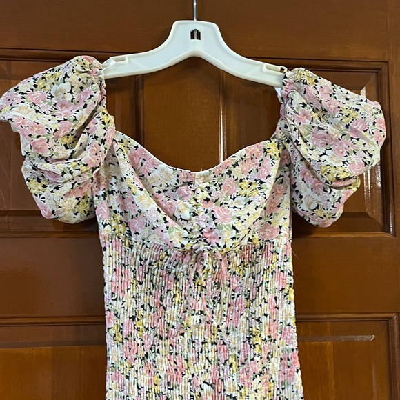Urban Outfitters Floral Puff Sleeve Blouse - Pink, Yellow, Green - Picture 1 of 7